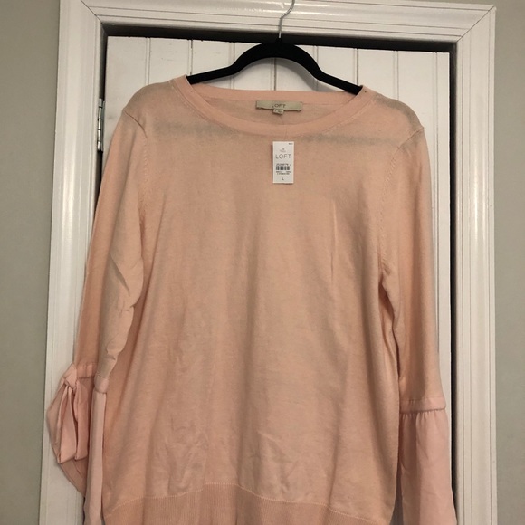 LOFT Tops - Pink blush shirt with tie sleeves